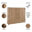 Ver imagem 3 de Guarda Roupa Casal 263cm 6 Portas Madeira Maciça Nira Tauari F07 - Mpozenato