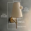 Ver imagem 4 de Kit 2 Arandelas de Parede Clássica Alumínio com Cúpula Tecido Algodão Ref 05