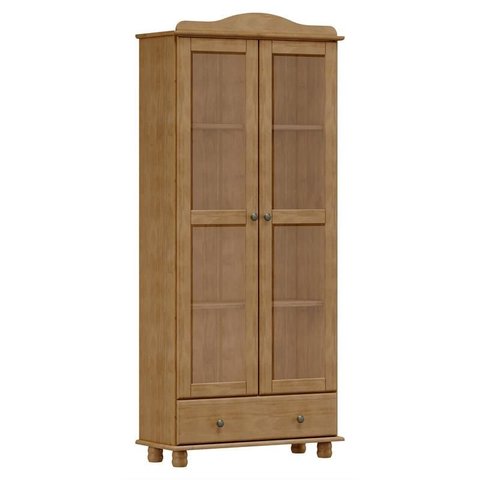 Cristaleira Vitrine 2 Portas 1 Gaveta Rubi Madeira Maciça Freijo - Fn