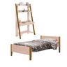 Conjunto Quarto Cama Solteiro e Escrivaninha/ Estante Simba com Pés em Madeira - Reller - Rosa Fosco - 2