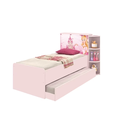 Ver imagem 2 de Kit Cama de Solteiro Rosa para Menina com Cabeceira Baú Luxo Personagem Princesas + Cama Auxiliar
