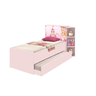 Kit Cama de Solteiro Rosa para Menina com Cabeceira Baú Luxo Personagem Princesas + Cama Auxiliar - 2
