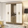 Guarda-Roupa Casal com Espelho 4 Portas 3 Gavetas Henn Móveis Henn - 1