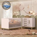 Ver imagem 1 de Quarto de Bebê com Cômoda 4355 e Berço 4315 Rosa Acetinado + Colchão Ortobom Patoti Móveis