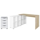 Ver imagem 1 de Mesa Escrivaninha em L Eron e Gaveteiro com Rodízios Mity A06 Carvalho-branco - Mpozenato