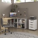 Ver imagem 6 de Mesa Escrivaninha em L Eron e Gaveteiro com Rodízios Mity A06 Carvalho-branco - Mpozenato