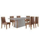 Ver imagem 2 de Mesa de Jantar Diane 180cm Tampo MDF Vidro 6 Cadeiras Safira Moderna Tork Naturale Serigrafia Off