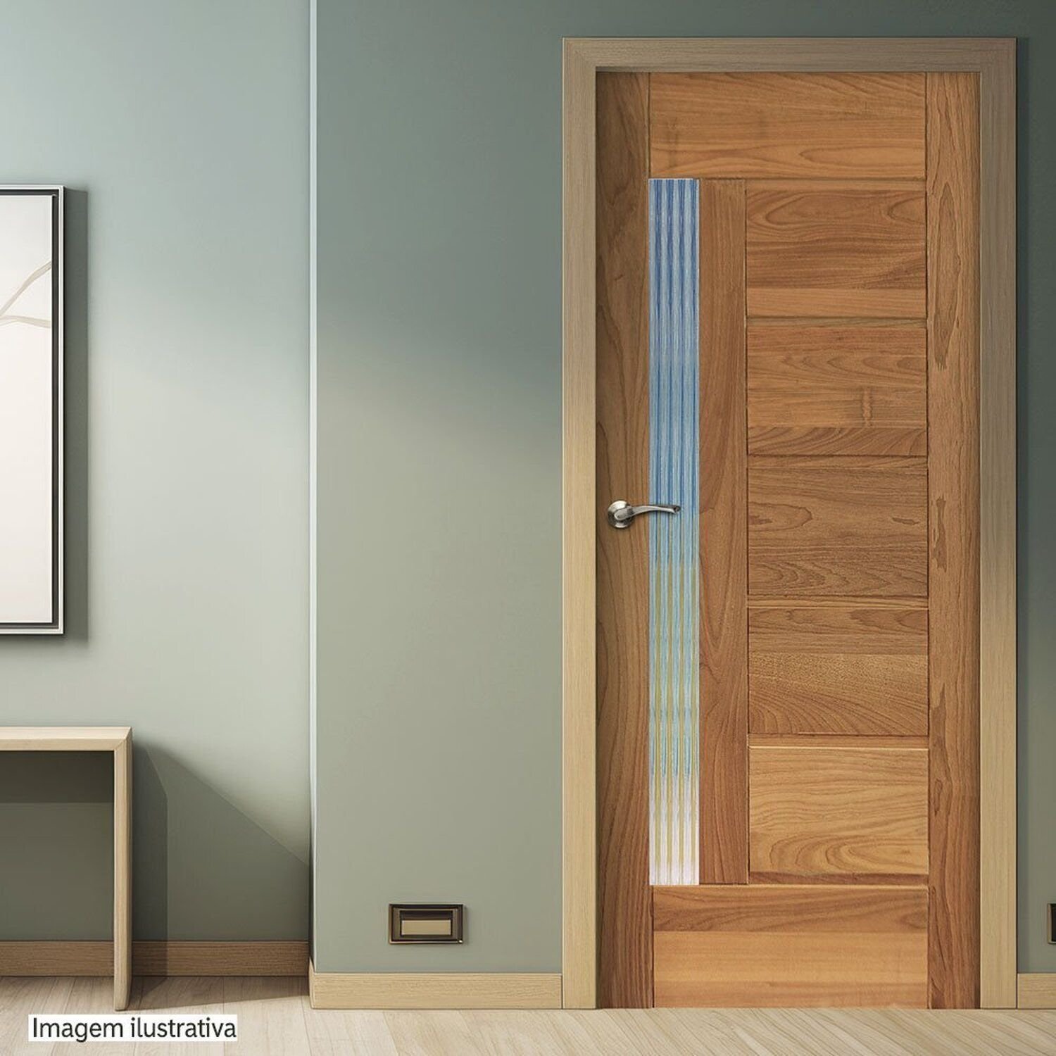 Folha de Porta de Madeira Maciça Tauari 210x82x3,3 Réguas