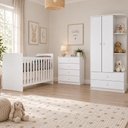 Ver imagem 1 de Dormitório Infantil Labirinto com Guarda Roupa, Cômoda e Berço Branco - Móveis Henn