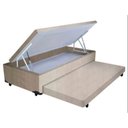 Ver imagem 1 de Cama Box Baú Auxiliar Solteiro Suede Espuma 8cm 45x88x188 Bege