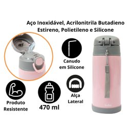 Garrafa Térmica Infantil para Bebê com Canudo Buba Copo Inox Menina Menino - 2