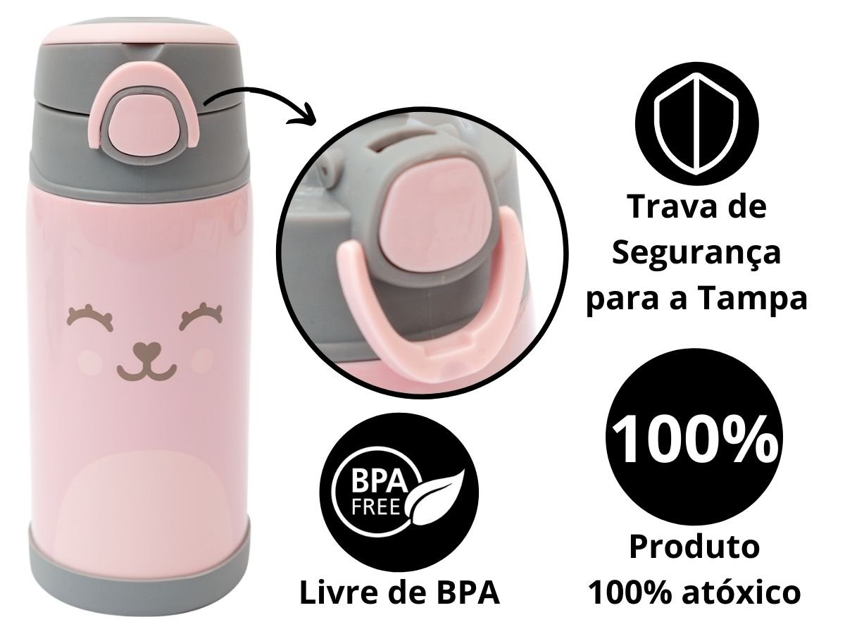 Garrafa Térmica Infantil para Bebê com Canudo Buba Copo Inox Menina Menino - 4