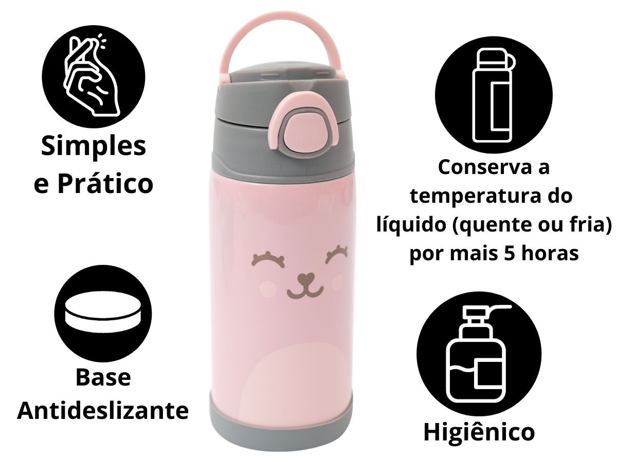 Garrafa Térmica Infantil para Bebê com Canudo Buba Copo Inox Menina Menino - 5