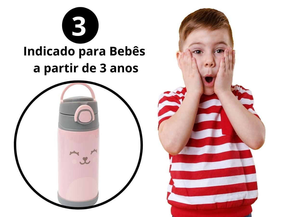 Garrafa Térmica Infantil para Bebê com Canudo Buba Copo Inox Menina Menino - 3