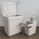 Ver imagem 2 de Lixeira para Pia de Cozinha 4,7l e Dispenser Porta Detergente e Organizador 650ml Bege ou