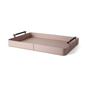 Bandeja Decorativa Retangular em MDF com Revestimento em PU Bege 50cm 16515 Mart