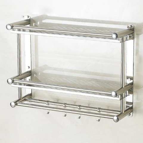 Organizador Banheiro Cozinha Suporte Inox Gancho Toalha Utensilios Shampoo Condicionador Porta Condi