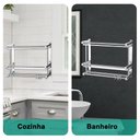 Ver imagem 4 de Organizador Banheiro Cozinha Suporte Inox Gancho Toalha Utensilios Shampoo Condicionador Porta Condi