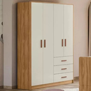 Ver imagem 1 de Roupeiro Guarda-roupa Infantil 4 Portas 3 Gavetas Pérola:nature/off White