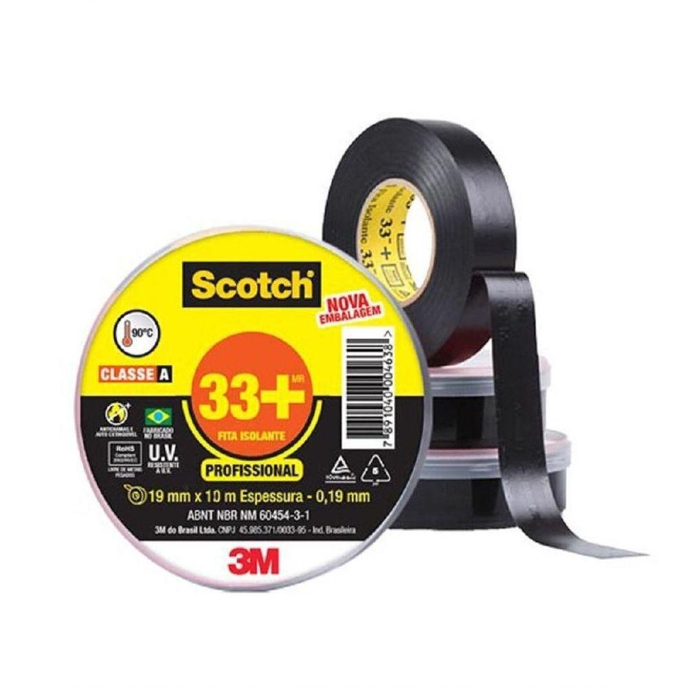 Fita Adesiva Isolante 19mm X 20m 33 + Scotch 3m Antichama 750 - 2