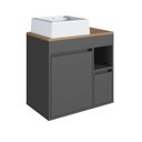 Ver imagem 3 de Balcão Gabinete de Banheiro Suspenso 60 Bangladesh 1 Porta e 1 Gaveta com Cuba Preto/Grafite