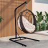 Cadeira Balanço Ninho Suspenso em Corda Náutica Luxo com Suporte Marrom-branco - 1