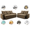 Ver imagem 3 de Conjunto de Sofá 3 e 2 Lugares Retrátil e Reclinável 2.00x1.50m Cama Inbox Smal Suede Castor