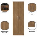 Ver imagem 5 de Sapateira Armário Multiuso Alto 2 Portas 6 Prateleiras 61cm MDF-MDP Amadeirado Demóbile