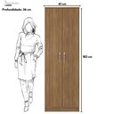 Ver imagem 3 de Sapateira Armário Multiuso Alto 2 Portas 6 Prateleiras 61cm MDF-MDP Amadeirado Demóbile