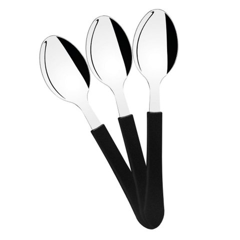 Kit - 24 Colheres de Sobremesa Leme com Lâmina em Aço Inox Cabo Preto Cspbag - Tramontina