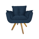 Ver imagem 2 de Kit 2 Poltrona Decorativa Base Giratória De Madeira Quarto Opala Suede Azul Marinho - LM DECOR