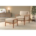 Ver imagem 2 de Puff Banqueta Gael Luxo Madeira Maciça Castellar Móbile Linho Bege Claro