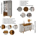 Ver imagem 2 de Kit de Aparador Tamisa e Cristaleira Elba Pés Madeira Maciça Off White/naturale
