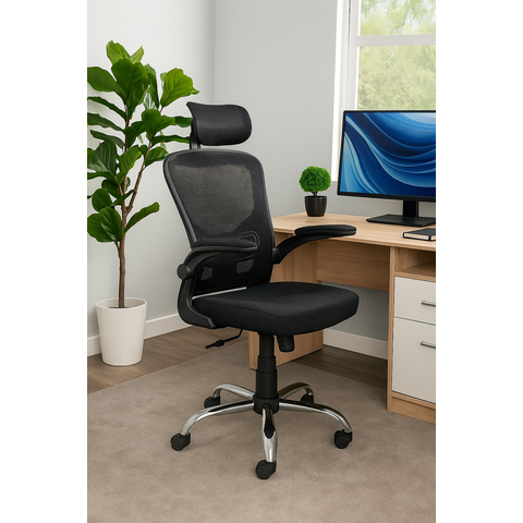 Cadeira para Escritório Ergonômica Modelo Presidente Oc 300 Cor Preto com Nr-17