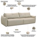 Ver imagem 5 de Sofá 3 Lugares Retrátil Reclinável 220cm Moris L06 Couro Bege Areia - Lyam Decor