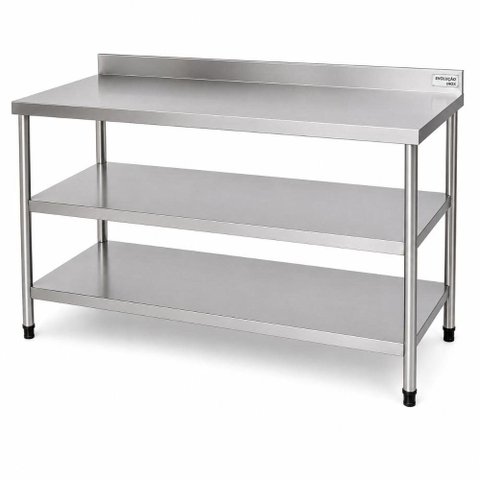 Mesa Lisa - Dois Planos Inferiores - 1900x500 | Aço Inox 430
