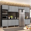 Ver imagem 1 de Cozinha Modulada 6 Módulos Composição 8 Preto/Cinza - Lumil Móveis