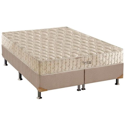 Cama Box Queen: Colchão Molas Ensacadas Anjos MasterPocket Hotelaria Double Face + Base CRC Suede