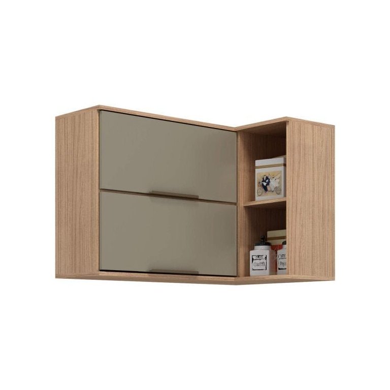 Armário Aéreo de Canto Modulado 2 Portas Basculante 2 Nichos Verace Espresso Móveis Armário Aéreo de Canto Modulado 2 Portas Basculante 2 Nichos Verace Espresso Móveis