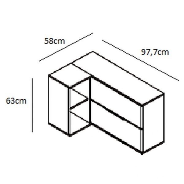 Armário Aéreo de Canto Modulado 2 Portas Basculante 2 Nichos Verace Espresso Móveis - 3