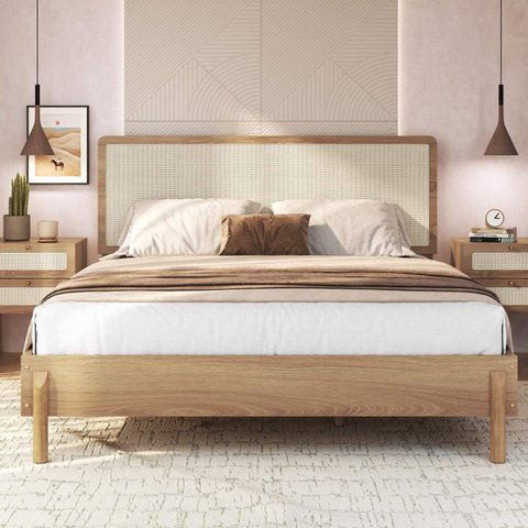 Cama Queen 172cm com Cabeceira em Palhinha Oslo Artesano
