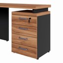 Ver imagem 6 de Mesa L 1,50m C/ Gaveteiro Organizador 4 Gavetas Pé Painel F5 Cor:nogal com Preto
