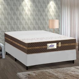 Cama Box Casal Colchão Molas Flora Gazin + Box Sintético 52x138x188 Branco - 2