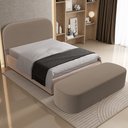 Ver imagem 2 de Cabeceira Cama Box Casal 140cm Lanna com Puff Recamier Doha W01 Bouclê Bege - Lyam Decor