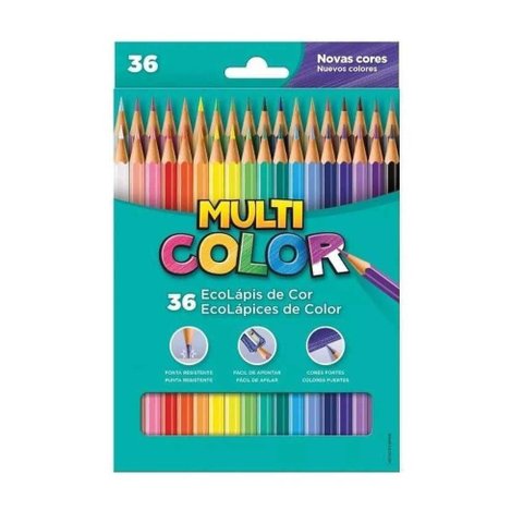 Lápis de Cor Multicolor Hexagonal 36 Cores