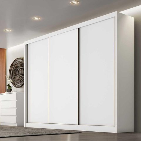 Guarda-roupa Casal 3 Portas 4 Gavetas Medelim Novo Horizonte Cor:branco
