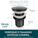 Ver imagem 3 de Kit Tampa Ralo Click 10x10 preto E Valvula Click 1 1/4 preta Pia Inox Para Banheiro Conjunto 2 Peças