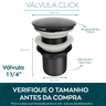 Kit Tampa Ralo Click 10x10 preto E Valvula Click 1 1/4 preta Pia Inox Para Banheiro Conjunto 2 Peças - 3
