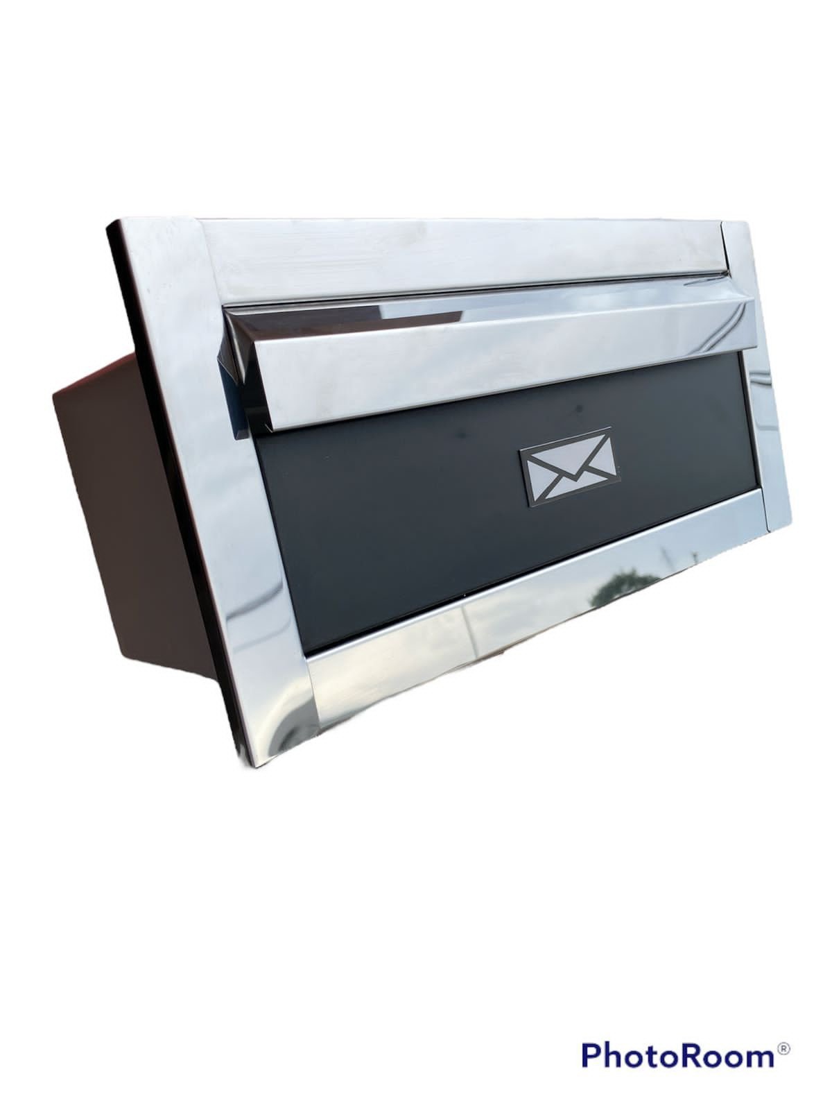 Caixa de Correio Inox com Preta Jornal Carta Moderna P