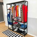 Ver imagem 3 de Kit Arara de Roupas Middle Slim e High Ample Style Industrial Tabaco e Preto